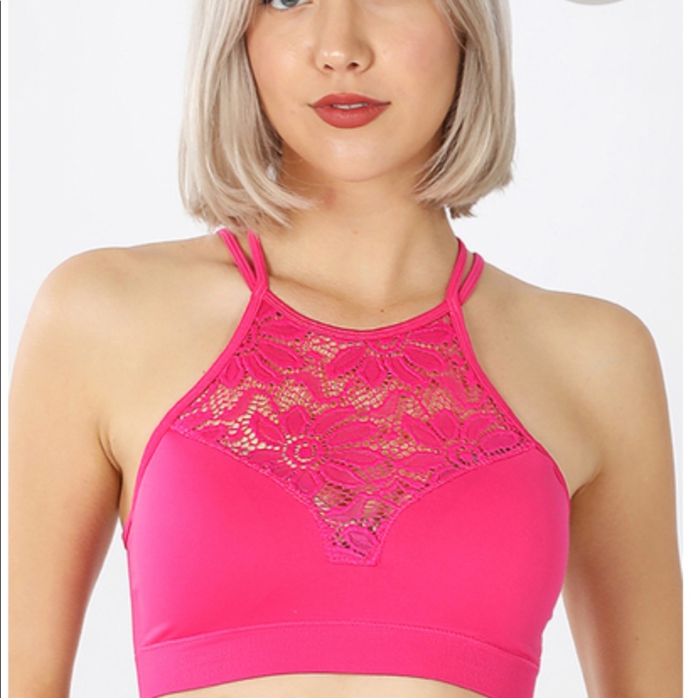 Hot Pink lace bralette